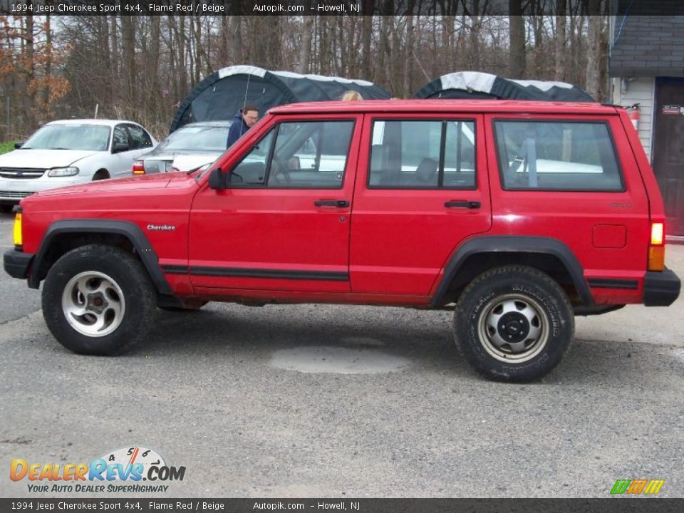 1994 Jeep Cherokee Sport 4x4 Flame Red / Beige Photo #7