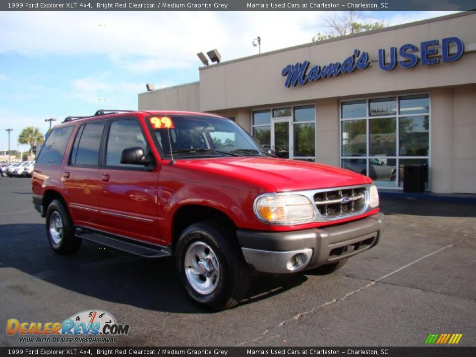 1999 Ford Explorer XLT 4x4 Bright Red Clearcoat / Medium Graphite Grey Photo #2