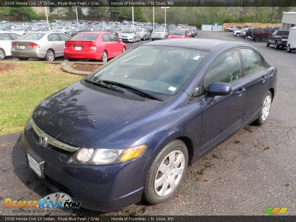 2008 Honda Civic LX Sedan Royal Blue Pearl / Gray Photo #7