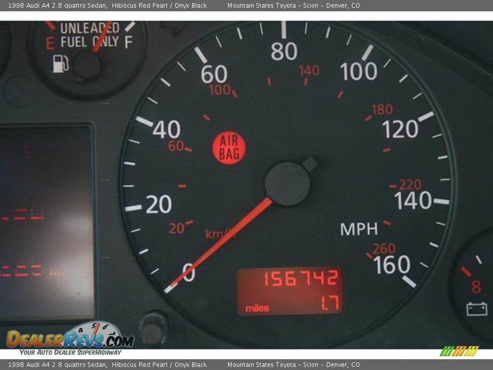 1998 Audi A4 2.8 quattro Sedan Hibiscus Red Pearl / Onyx Black Photo #7