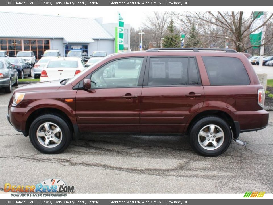 2007 Honda Pilot EX-L 4WD Dark Cherry Pearl / Saddle Photo #3
