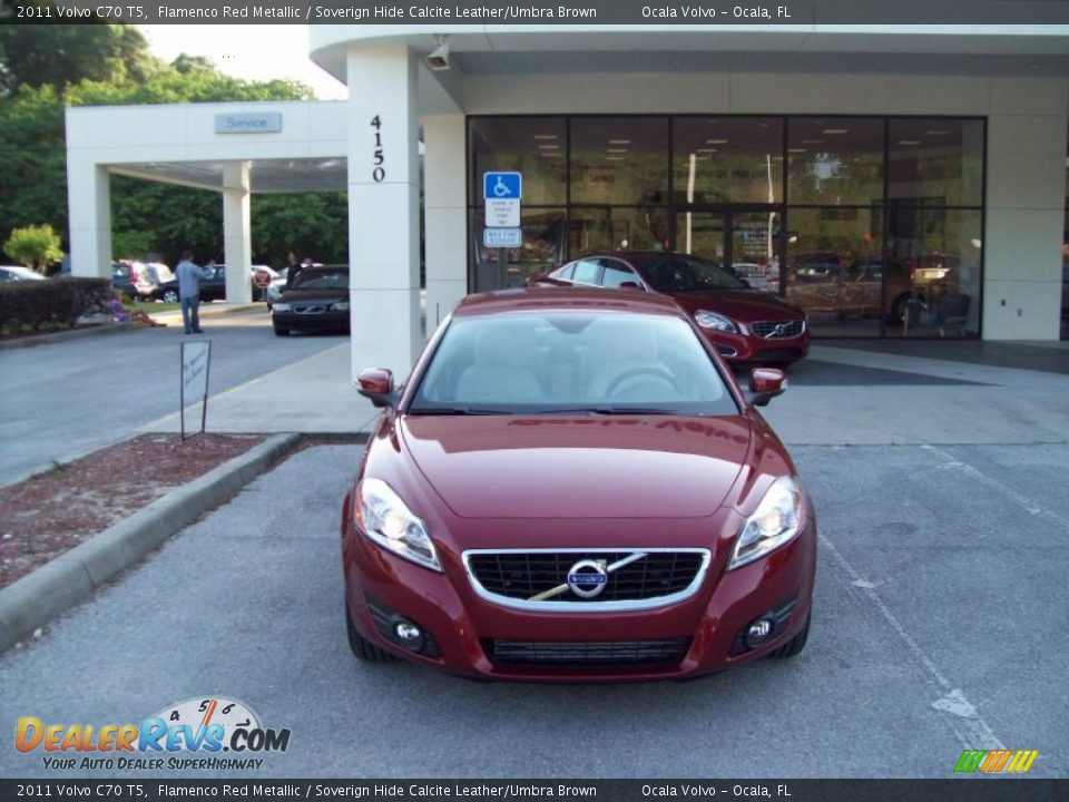 2011 Volvo C70 T5 Flamenco Red Metallic / Soverign Hide Calcite Leather/Umbra Brown Photo #2