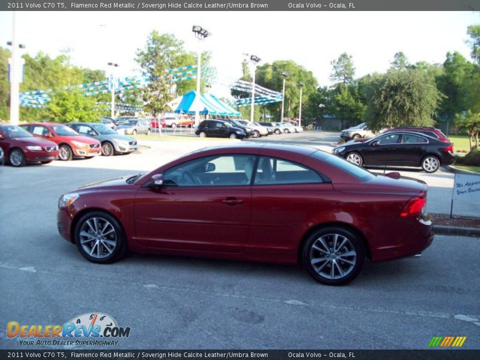 2011 Volvo C70 T5 Flamenco Red Metallic / Soverign Hide Calcite Leather/Umbra Brown Photo #5