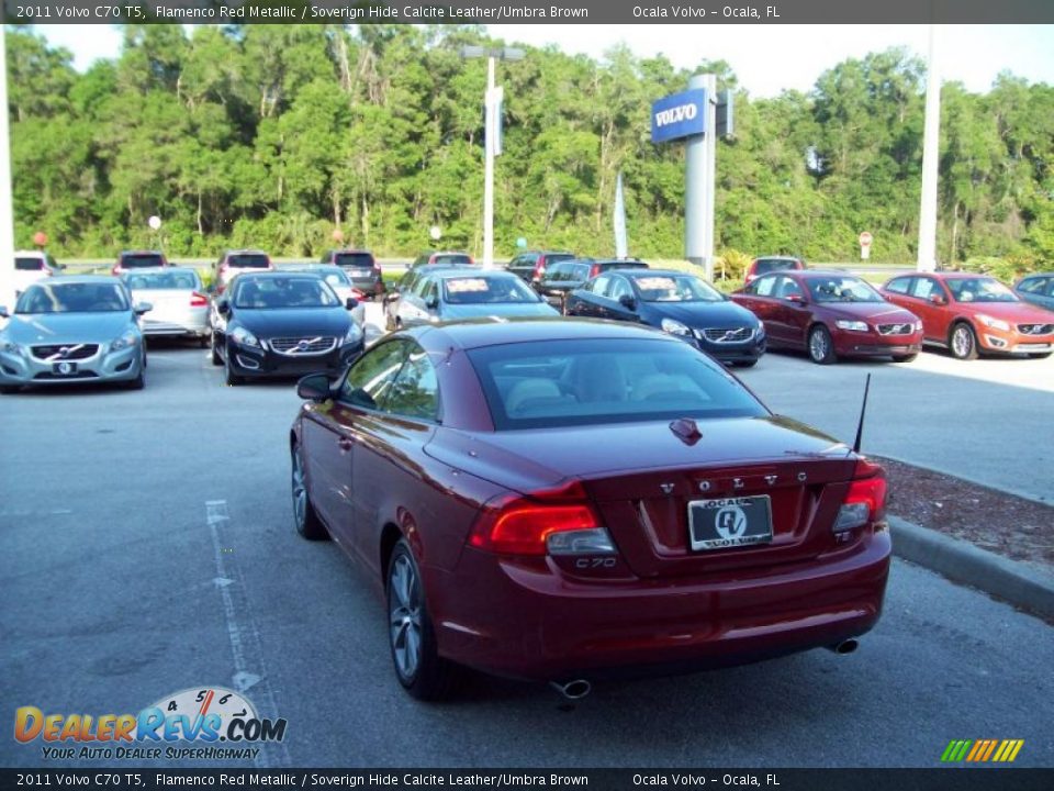 2011 Volvo C70 T5 Flamenco Red Metallic / Soverign Hide Calcite Leather/Umbra Brown Photo #7