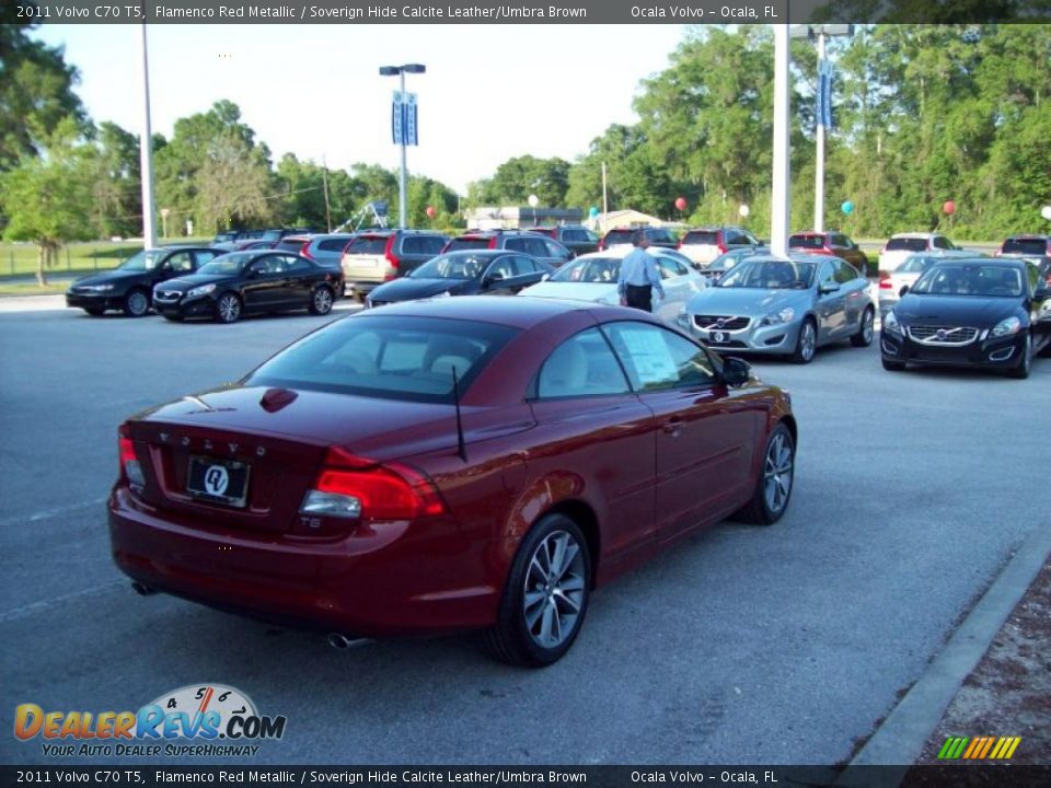 2011 Volvo C70 T5 Flamenco Red Metallic / Soverign Hide Calcite Leather/Umbra Brown Photo #8