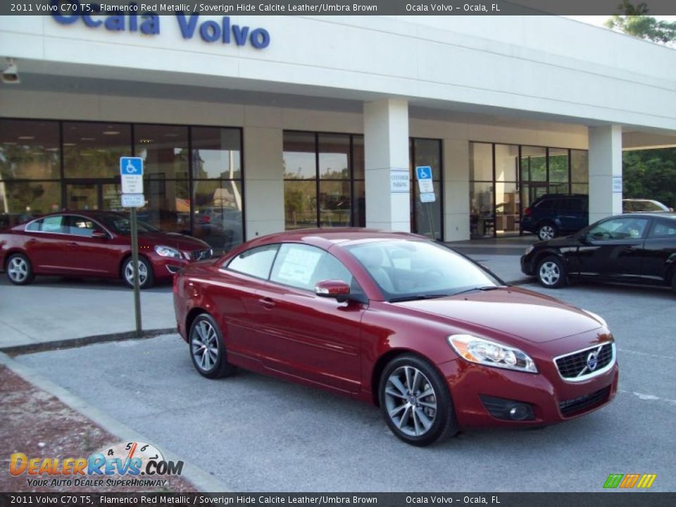 2011 Volvo C70 T5 Flamenco Red Metallic / Soverign Hide Calcite Leather/Umbra Brown Photo #10