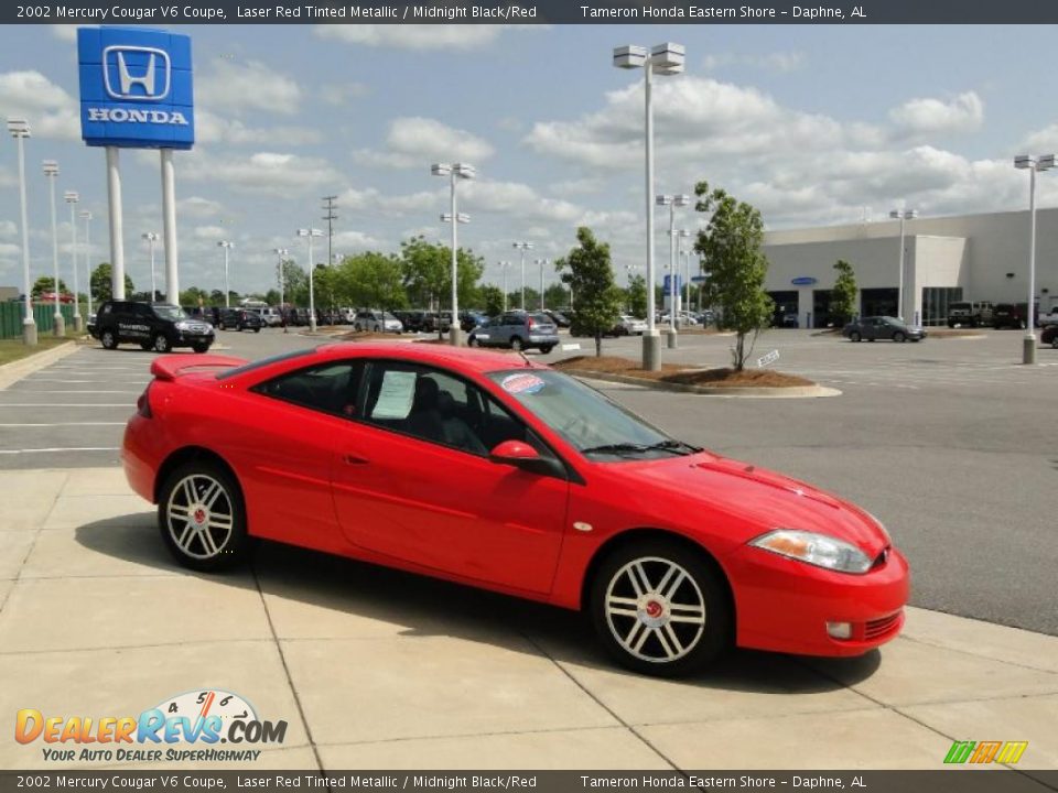 2002 Mercury Cougar V6 Coupe Laser Red Tinted Metallic / Midnight Black/Red Photo #3