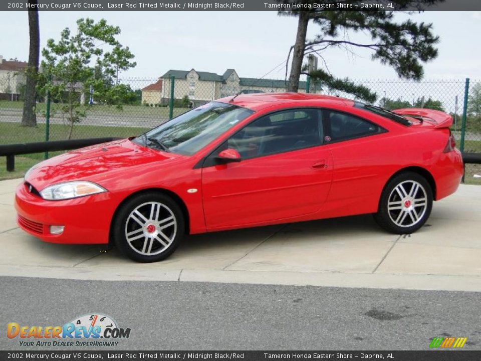 2002 Mercury Cougar V6 Coupe Laser Red Tinted Metallic / Midnight Black/Red Photo #8