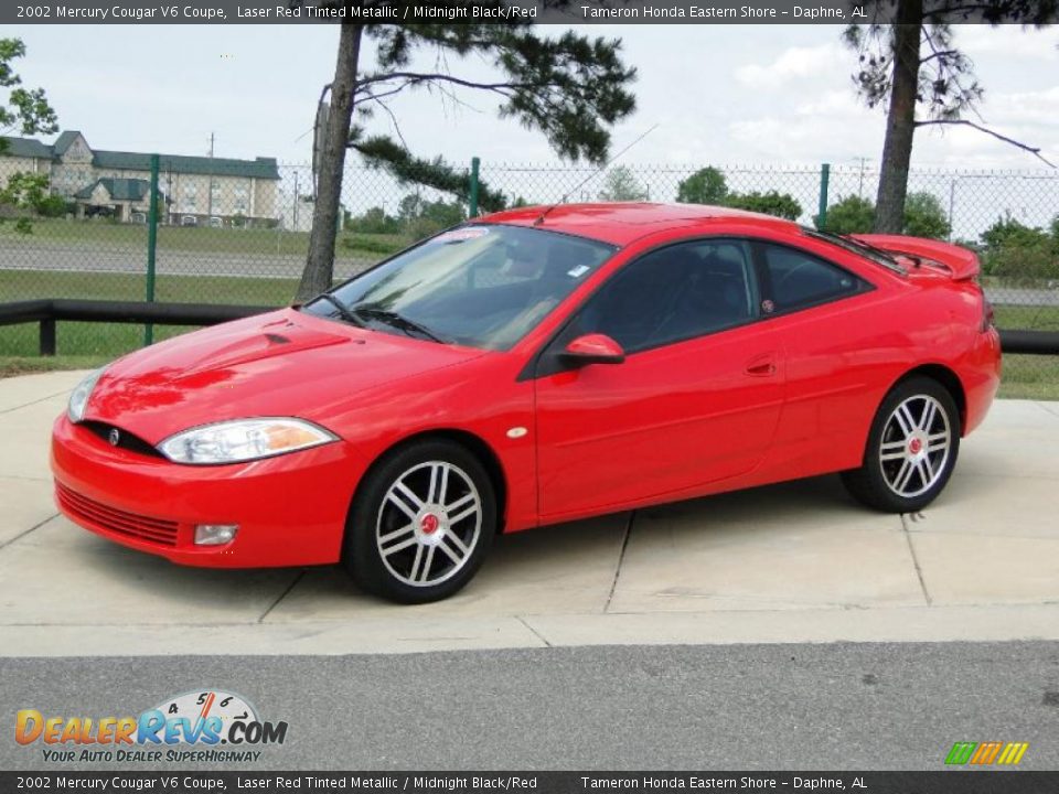 2002 Mercury Cougar V6 Coupe Laser Red Tinted Metallic / Midnight Black/Red Photo #9