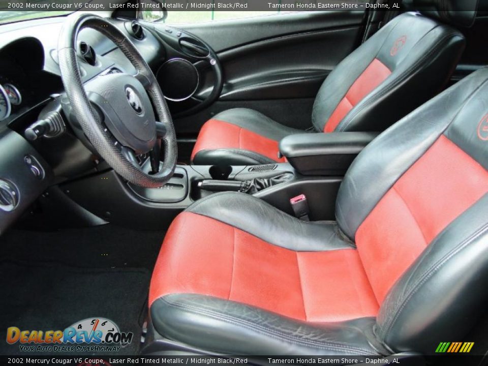 Midnight Black/Red Interior - 2002 Mercury Cougar V6 Coupe Photo #12