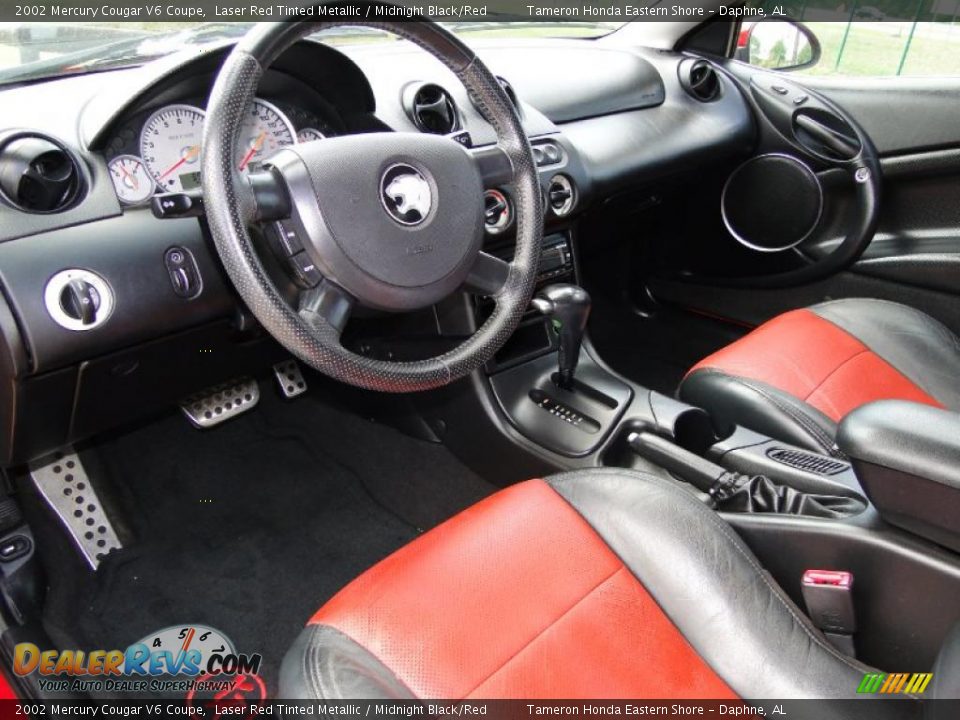 Midnight Black/Red Interior - 2002 Mercury Cougar V6 Coupe Photo #13