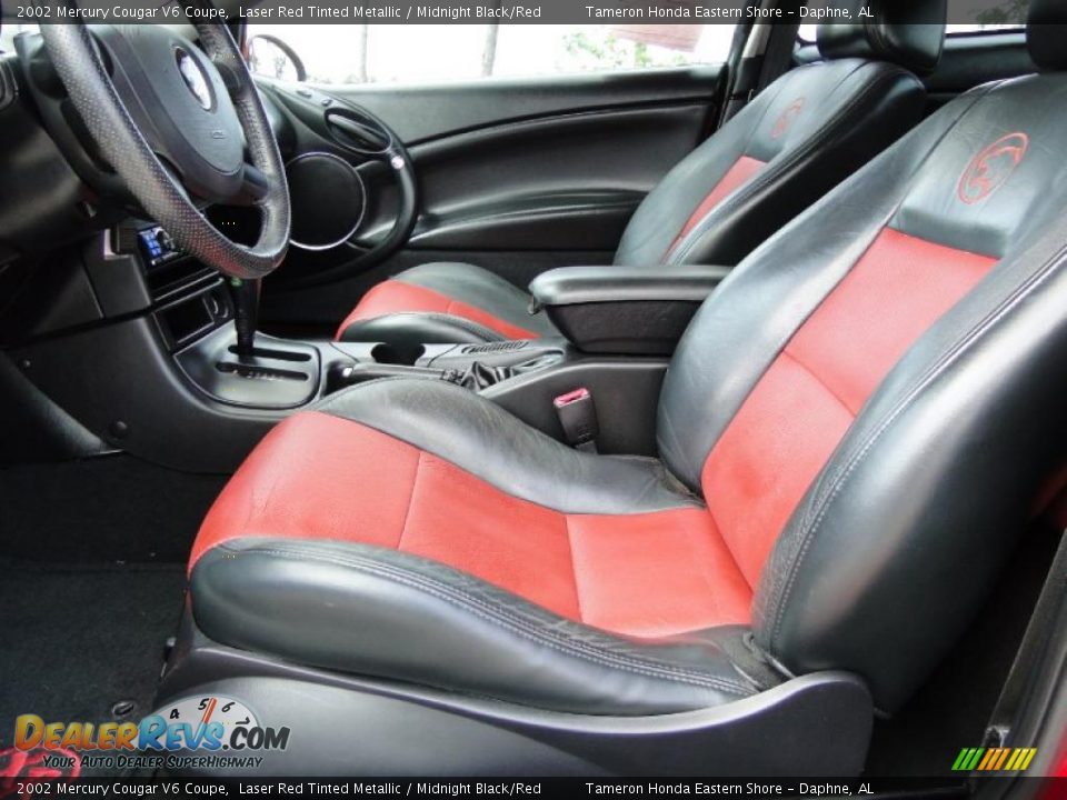 Midnight Black/Red Interior - 2002 Mercury Cougar V6 Coupe Photo #14