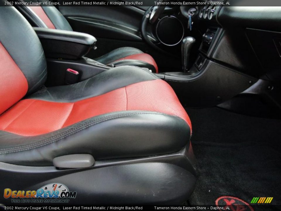 2002 Mercury Cougar V6 Coupe Laser Red Tinted Metallic / Midnight Black/Red Photo #26