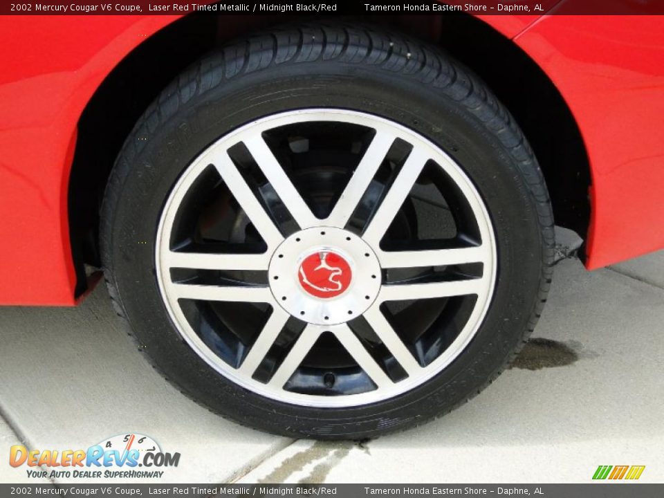 2002 Mercury Cougar V6 Coupe Laser Red Tinted Metallic / Midnight Black/Red Photo #32