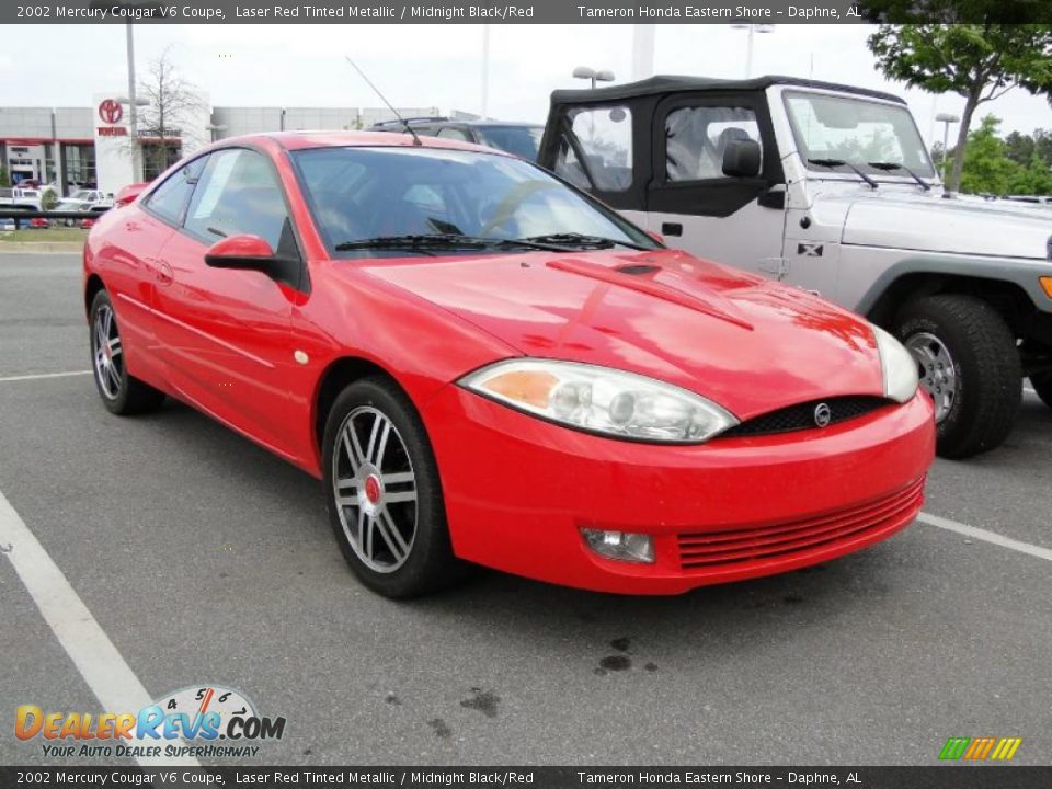 2002 Mercury Cougar V6 Coupe Laser Red Tinted Metallic / Midnight Black/Red Photo #36