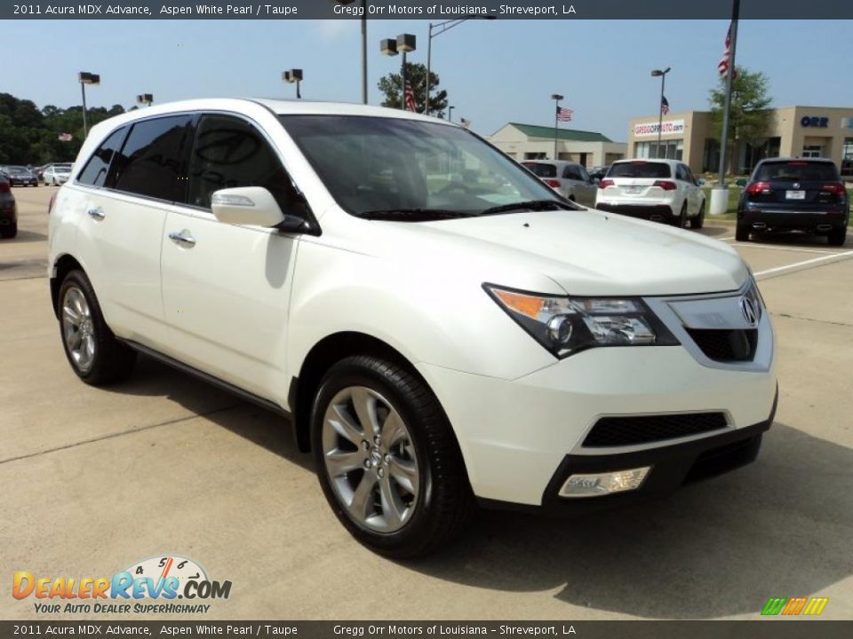 2011 Acura MDX Advance Aspen White Pearl / Taupe Photo #2