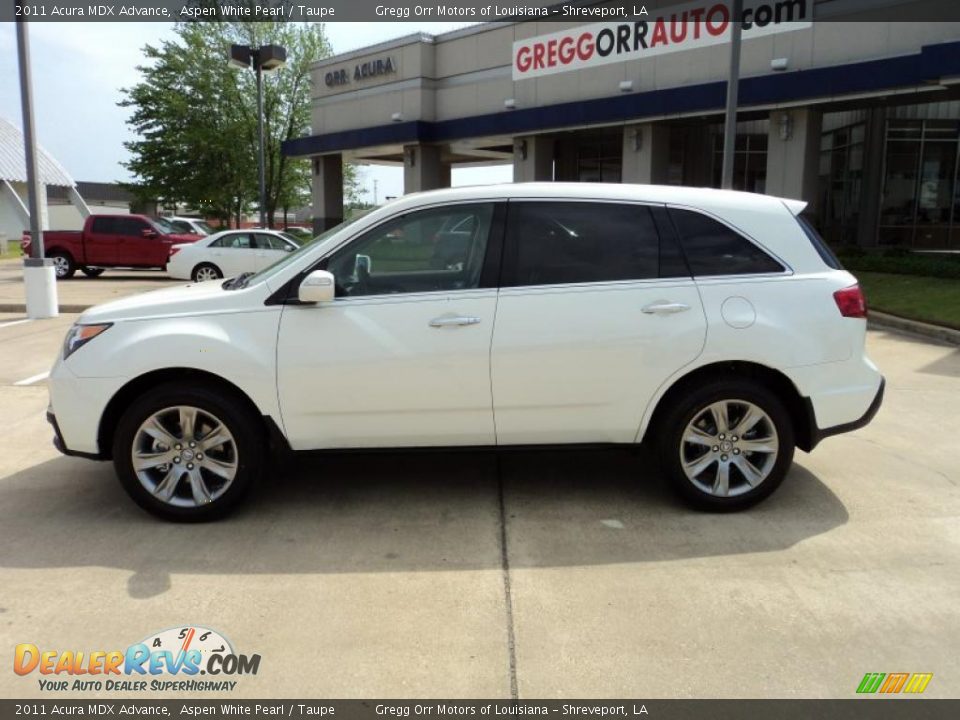 2011 Acura MDX Advance Aspen White Pearl / Taupe Photo #3