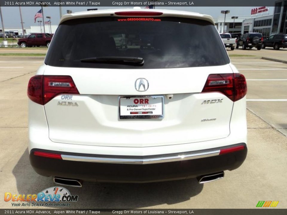 2011 Acura MDX Advance Aspen White Pearl / Taupe Photo #6