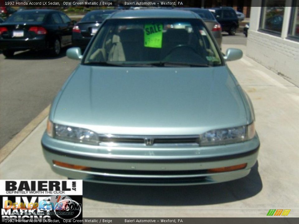 1992 Honda Accord LX Sedan Opal Green Metallic / Beige Photo #2