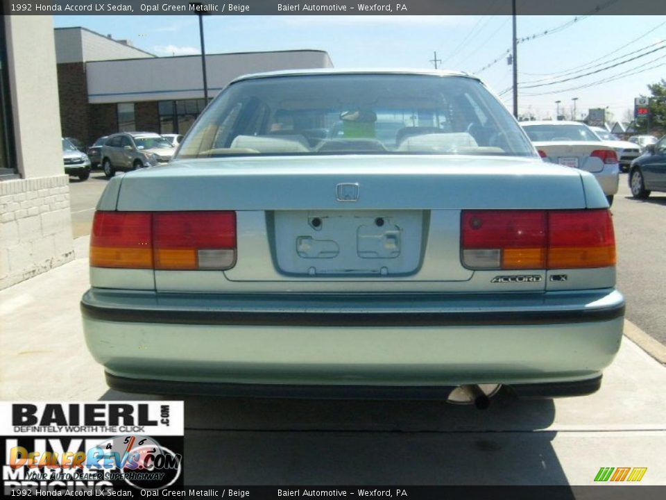 1992 Honda Accord LX Sedan Opal Green Metallic / Beige Photo #5