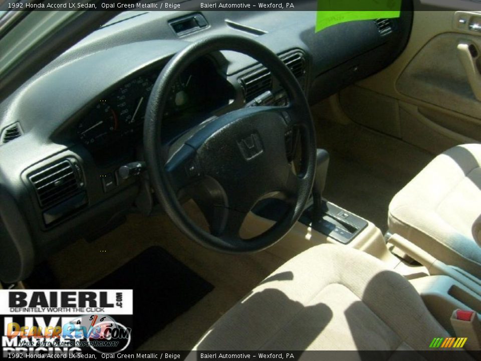 1992 Honda Accord LX Sedan Opal Green Metallic / Beige Photo #10