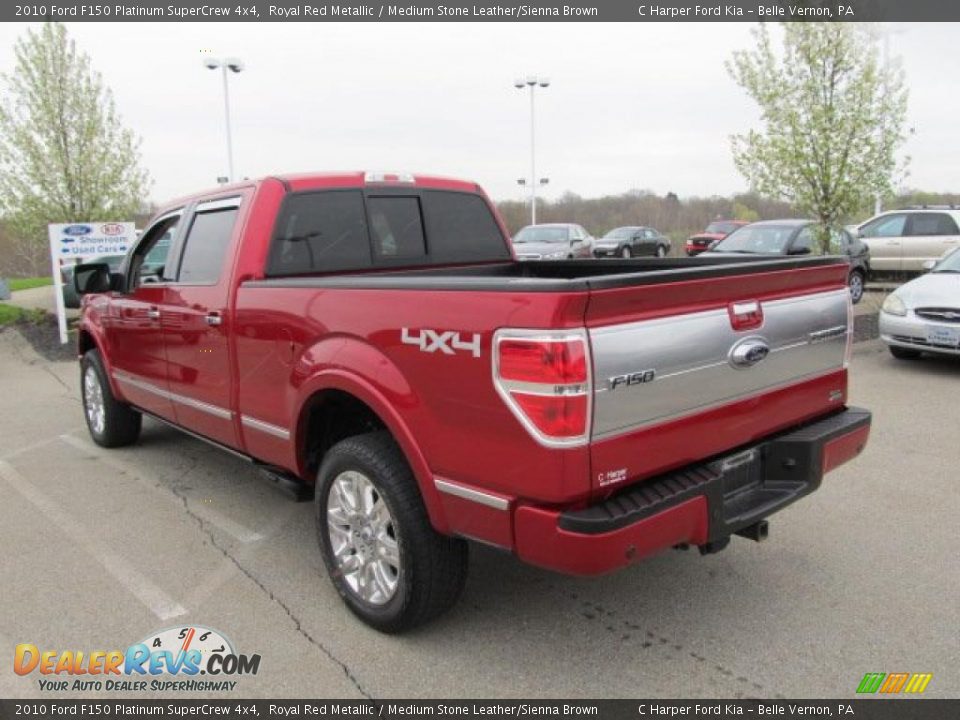 2010 Ford F150 Platinum SuperCrew 4x4 Royal Red Metallic / Medium Stone Leather/Sienna Brown Photo #8