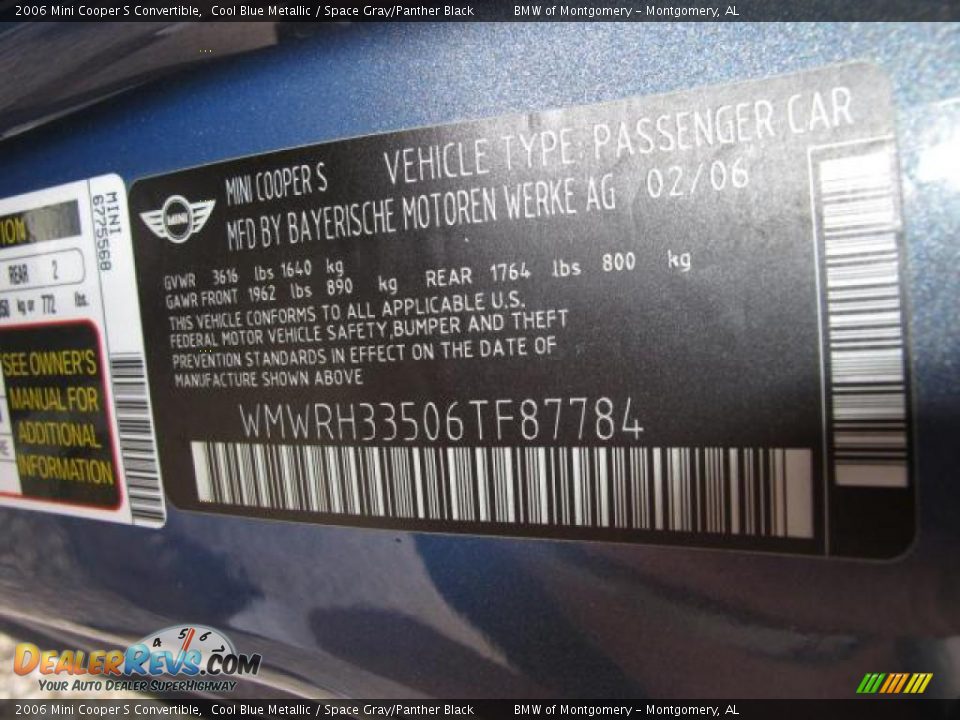 2006 Mini Cooper S Convertible Cool Blue Metallic / Space Gray/Panther Black Photo #21