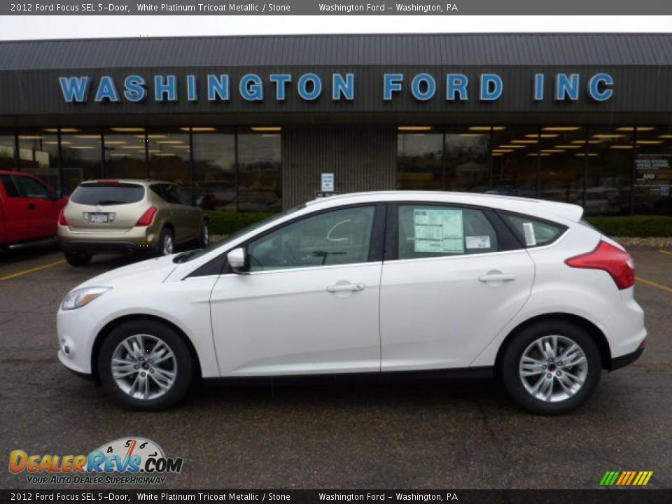2012 Ford Focus SEL 5-Door White Platinum Tricoat Metallic / Stone Photo #1