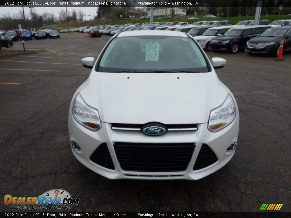 2012 Ford Focus SEL 5-Door White Platinum Tricoat Metallic / Stone Photo #7