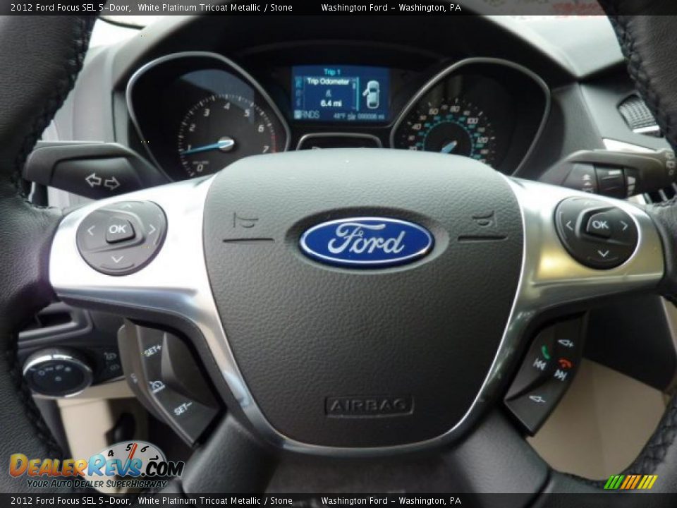 2012 Ford Focus SEL 5-Door White Platinum Tricoat Metallic / Stone Photo #19