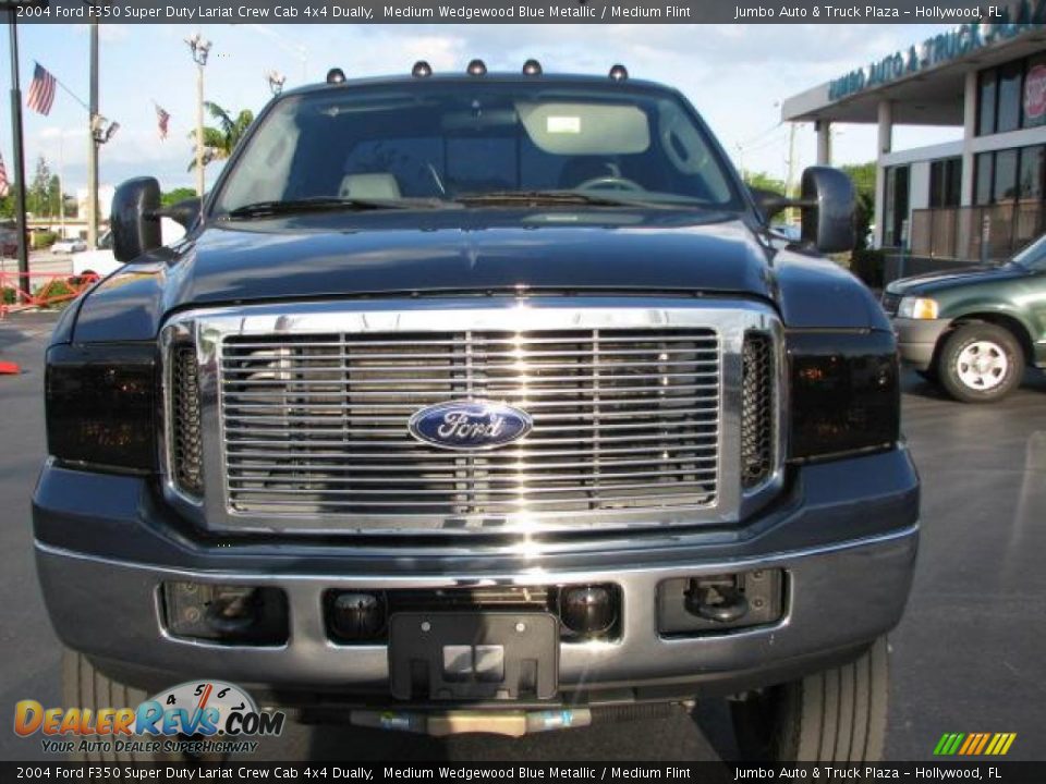 2004 Ford F350 Super Duty Lariat Crew Cab 4x4 Dually Medium Wedgewood Blue Metallic / Medium Flint Photo #3