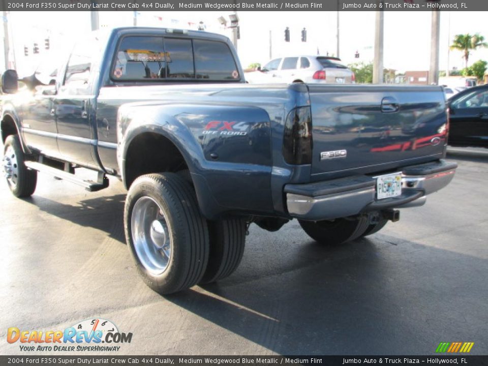 2004 Ford F350 Super Duty Lariat Crew Cab 4x4 Dually Medium Wedgewood Blue Metallic / Medium Flint Photo #7