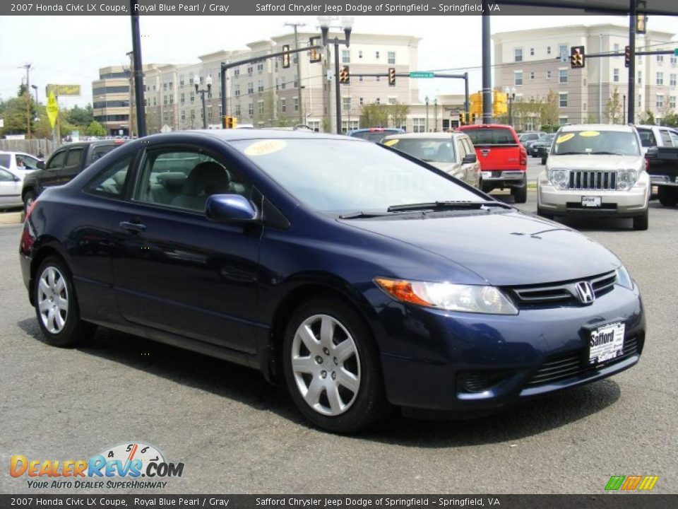 2007 Honda Civic LX Coupe Royal Blue Pearl / Gray Photo #3