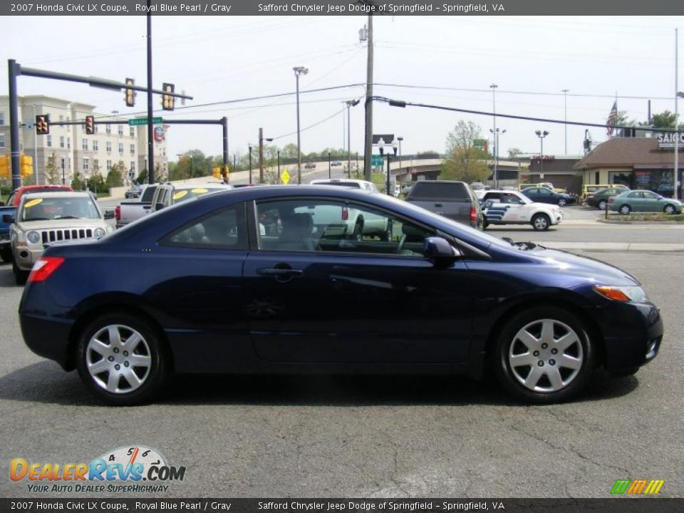 2007 Honda Civic LX Coupe Royal Blue Pearl / Gray Photo #4