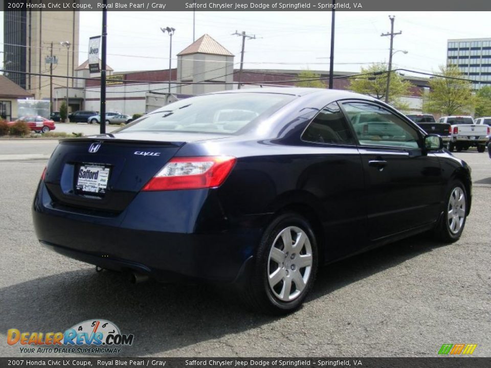 2007 Honda Civic LX Coupe Royal Blue Pearl / Gray Photo #5