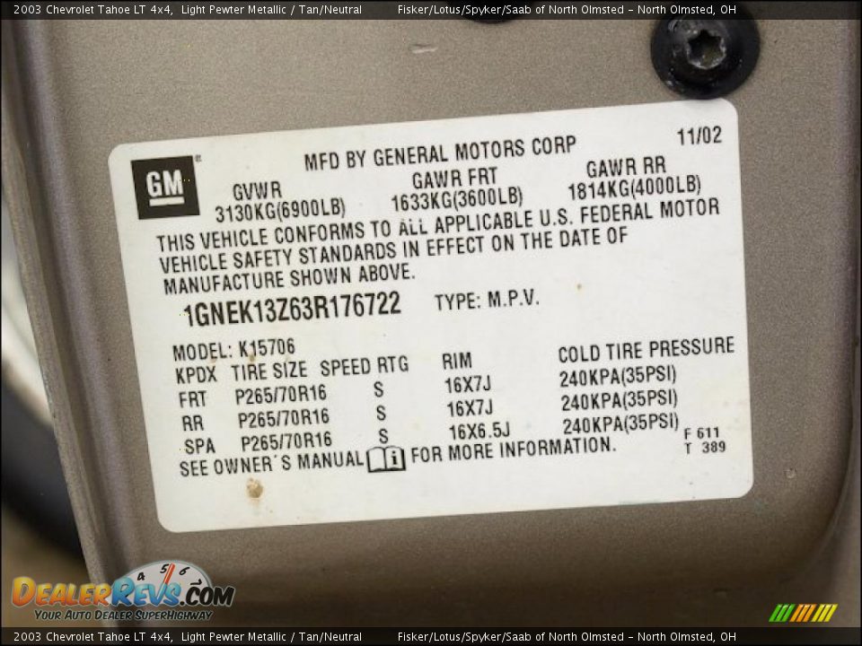 2003 Chevrolet Tahoe LT 4x4 Light Pewter Metallic / Tan/Neutral Photo #30