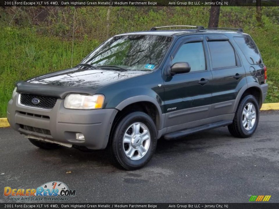 2001 Ford Escape XLT V6 4WD Dark Highland Green Metallic / Medium Parchment Beige Photo #1