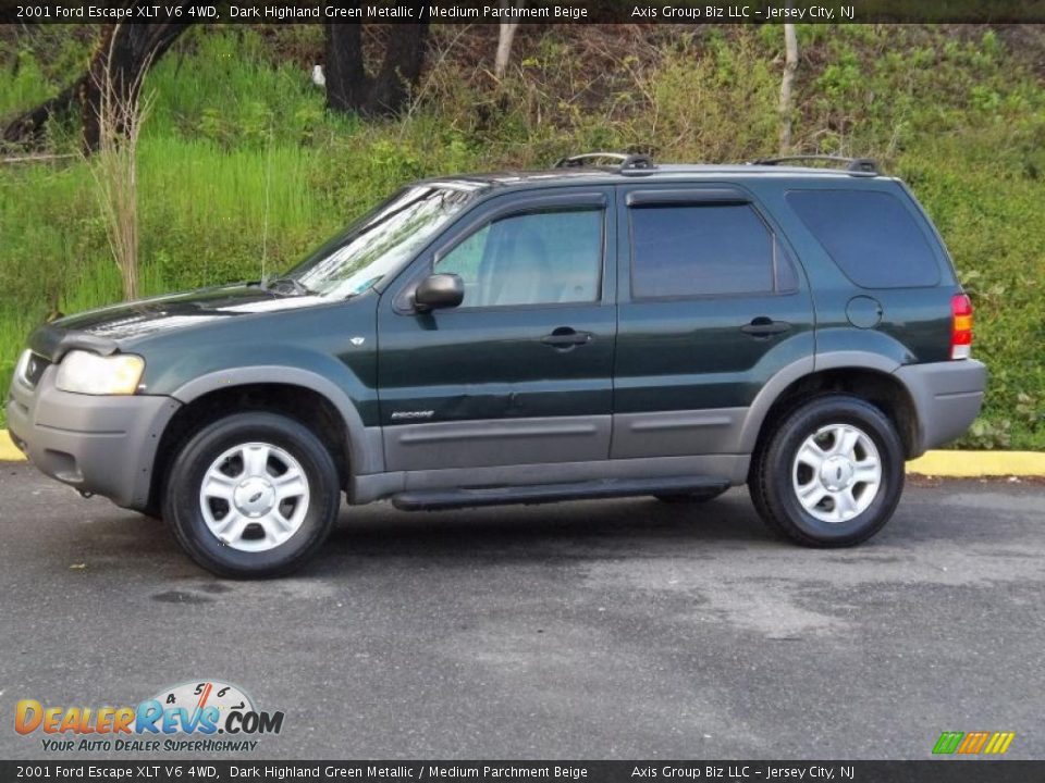 2001 Ford Escape XLT V6 4WD Dark Highland Green Metallic / Medium Parchment Beige Photo #2