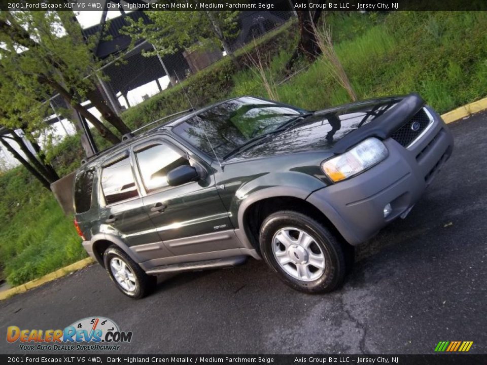 2001 Ford Escape XLT V6 4WD Dark Highland Green Metallic / Medium Parchment Beige Photo #17