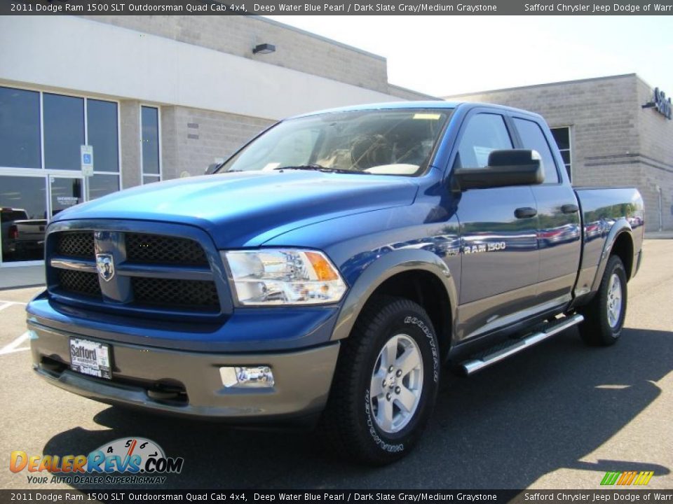 2011 Dodge Ram 1500 SLT Outdoorsman Quad Cab 4x4 Deep Water Blue Pearl / Dark Slate Gray/Medium Graystone Photo #1