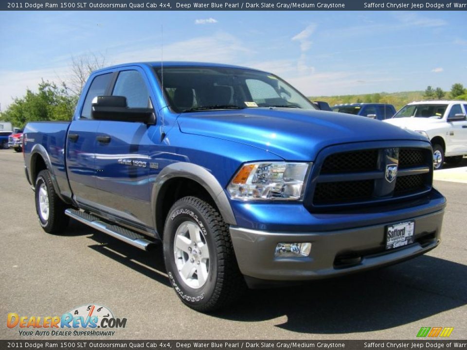 2011 Dodge Ram 1500 SLT Outdoorsman Quad Cab 4x4 Deep Water Blue Pearl / Dark Slate Gray/Medium Graystone Photo #2