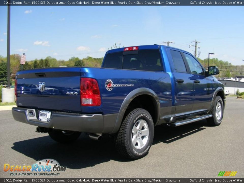 2011 Dodge Ram 1500 SLT Outdoorsman Quad Cab 4x4 Deep Water Blue Pearl / Dark Slate Gray/Medium Graystone Photo #3