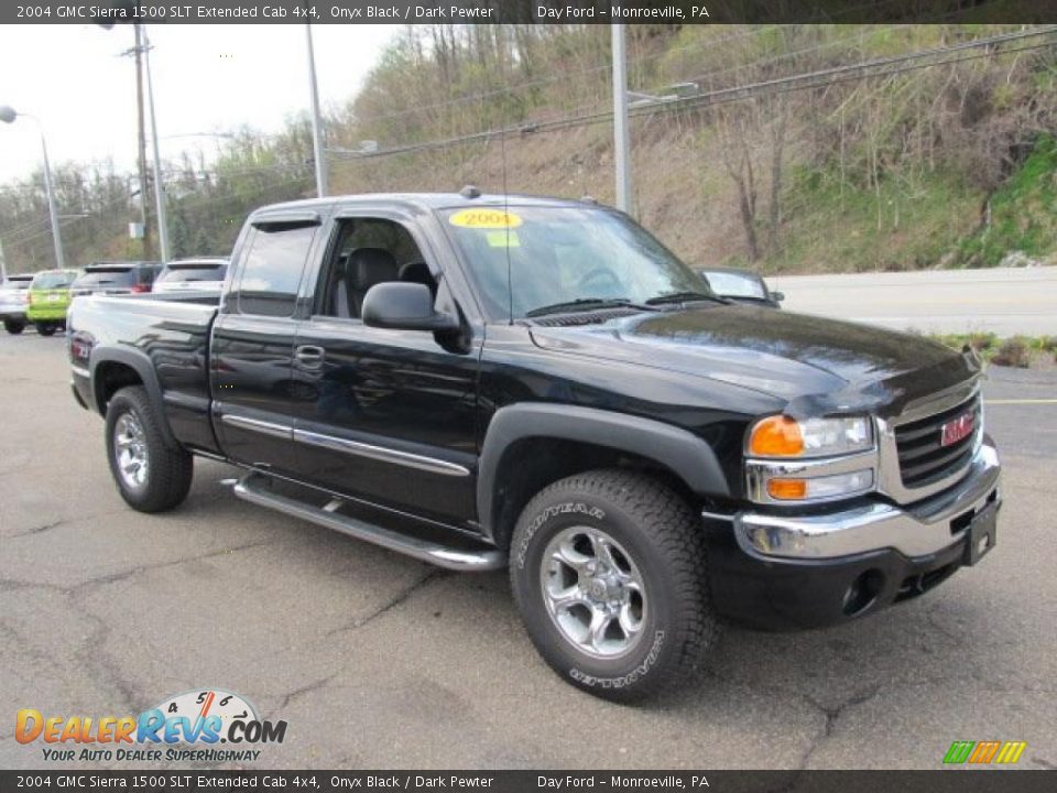 2004 GMC Sierra 1500 SLT Extended Cab 4x4 Onyx Black / Dark Pewter Photo #5