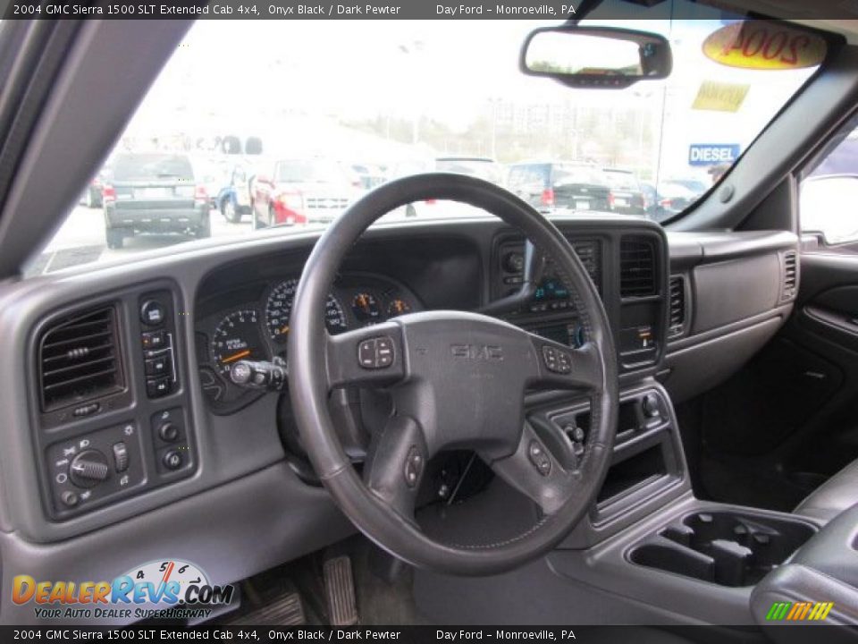 2004 GMC Sierra 1500 SLT Extended Cab 4x4 Onyx Black / Dark Pewter Photo #11