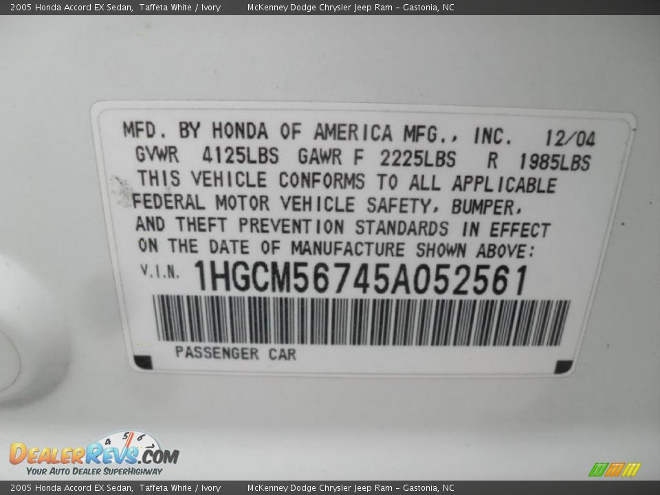2005 Honda Accord EX Sedan Taffeta White / Ivory Photo #6