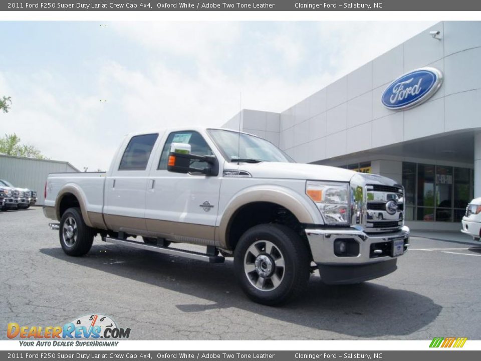 2011 Ford F250 Super Duty Lariat Crew Cab 4x4 Oxford White / Adobe Two Tone Leather Photo #1