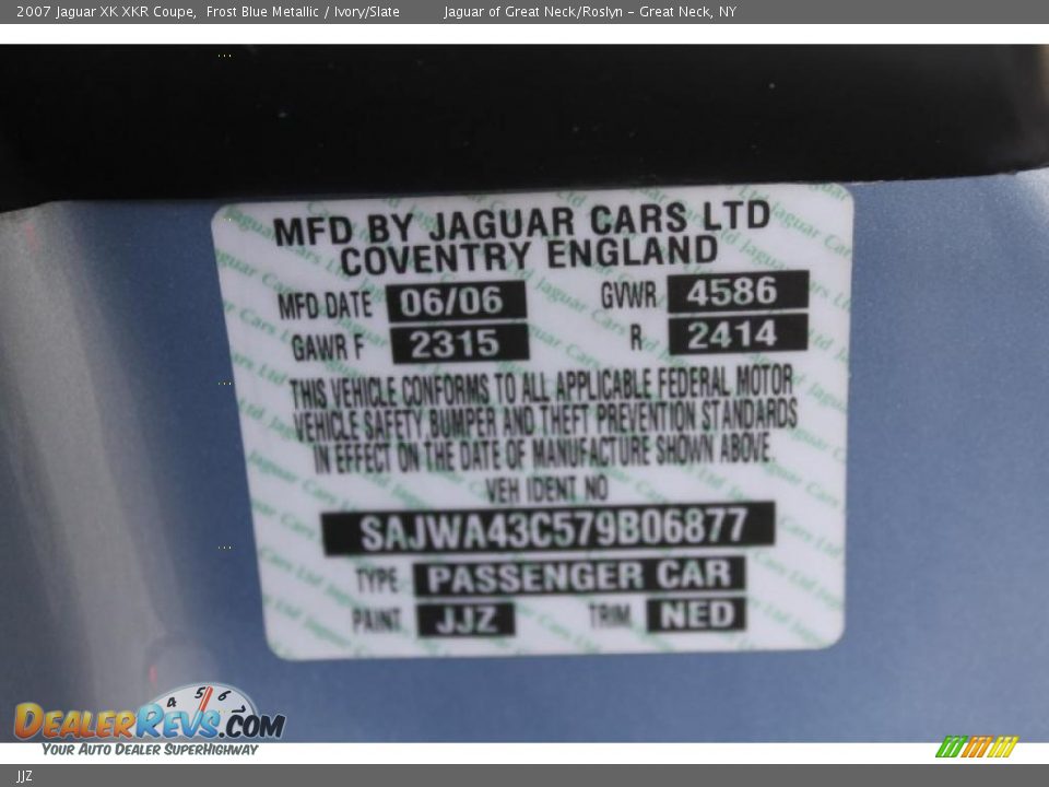 Jaguar Color Code JJZ Frost Blue Metallic