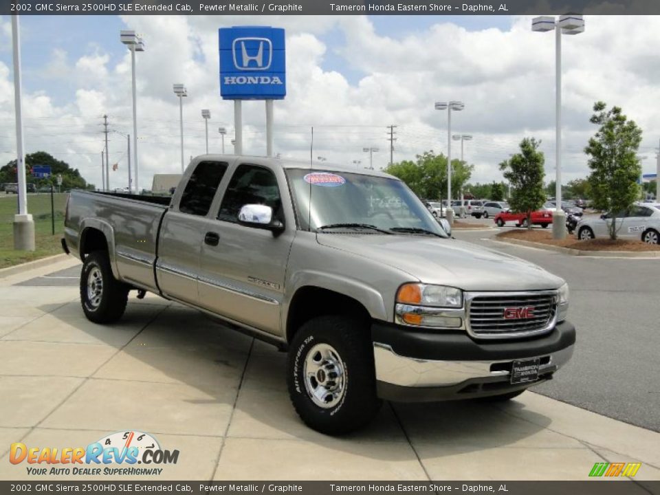 2002 GMC Sierra 2500HD SLE Extended Cab Pewter Metallic / Graphite Photo #2