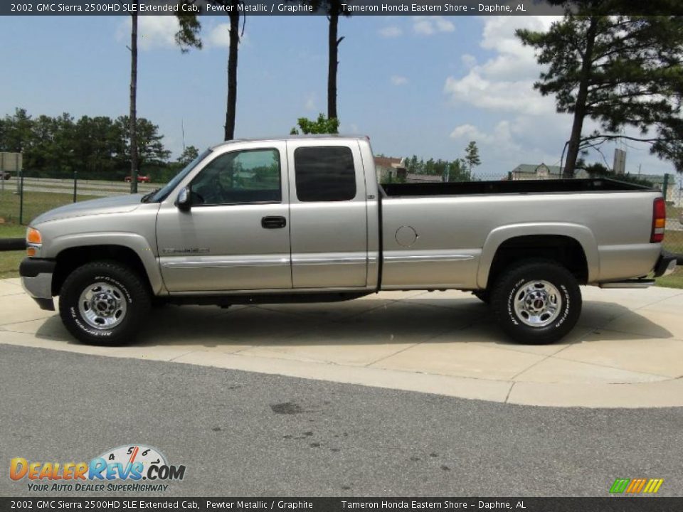 2002 GMC Sierra 2500HD SLE Extended Cab Pewter Metallic / Graphite Photo #8