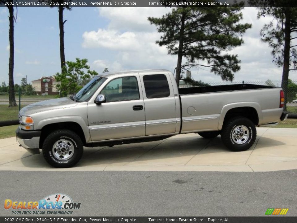 2002 GMC Sierra 2500HD SLE Extended Cab Pewter Metallic / Graphite Photo #9